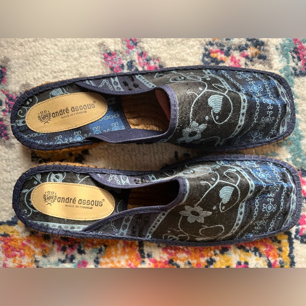 André Assous Blue Paisley Loafers, 11